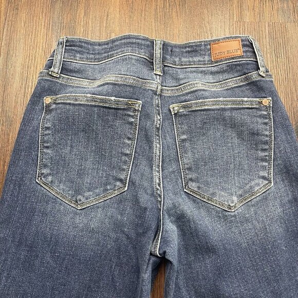 Judy Blue Boyfriend Fit Jeans Women Size 0/24 Mid Rise Dark Wash - Picture 4 of 11